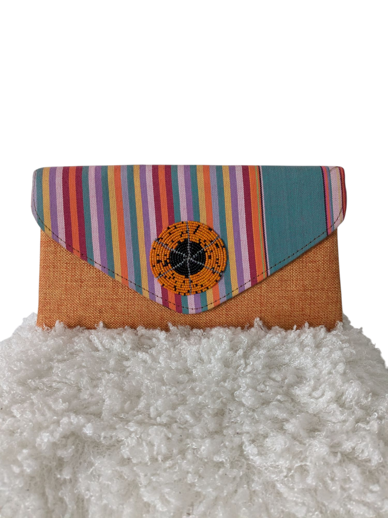 African Beaded Jute Clutch Bag