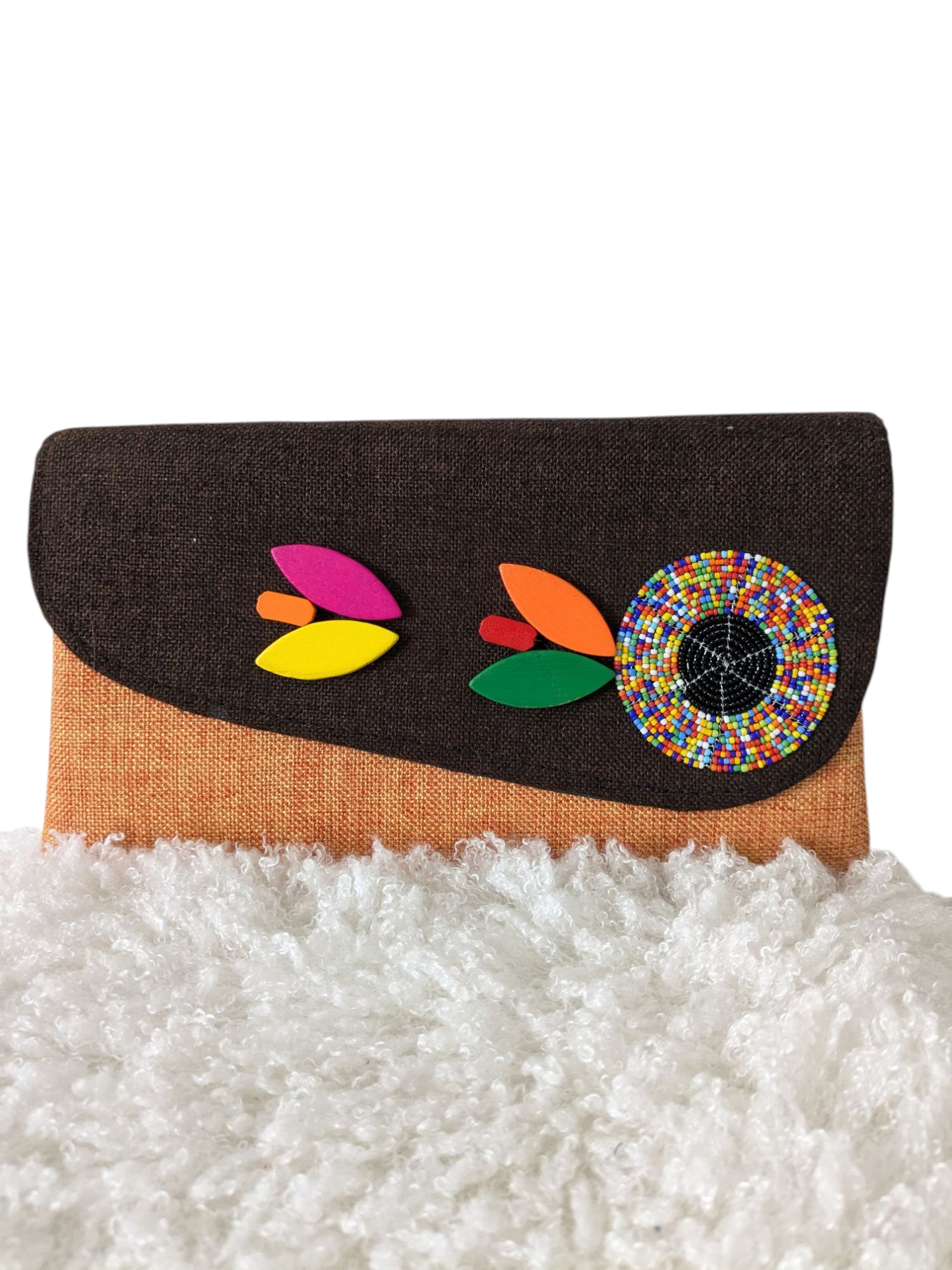 African Beaded Jute Clutch Bag