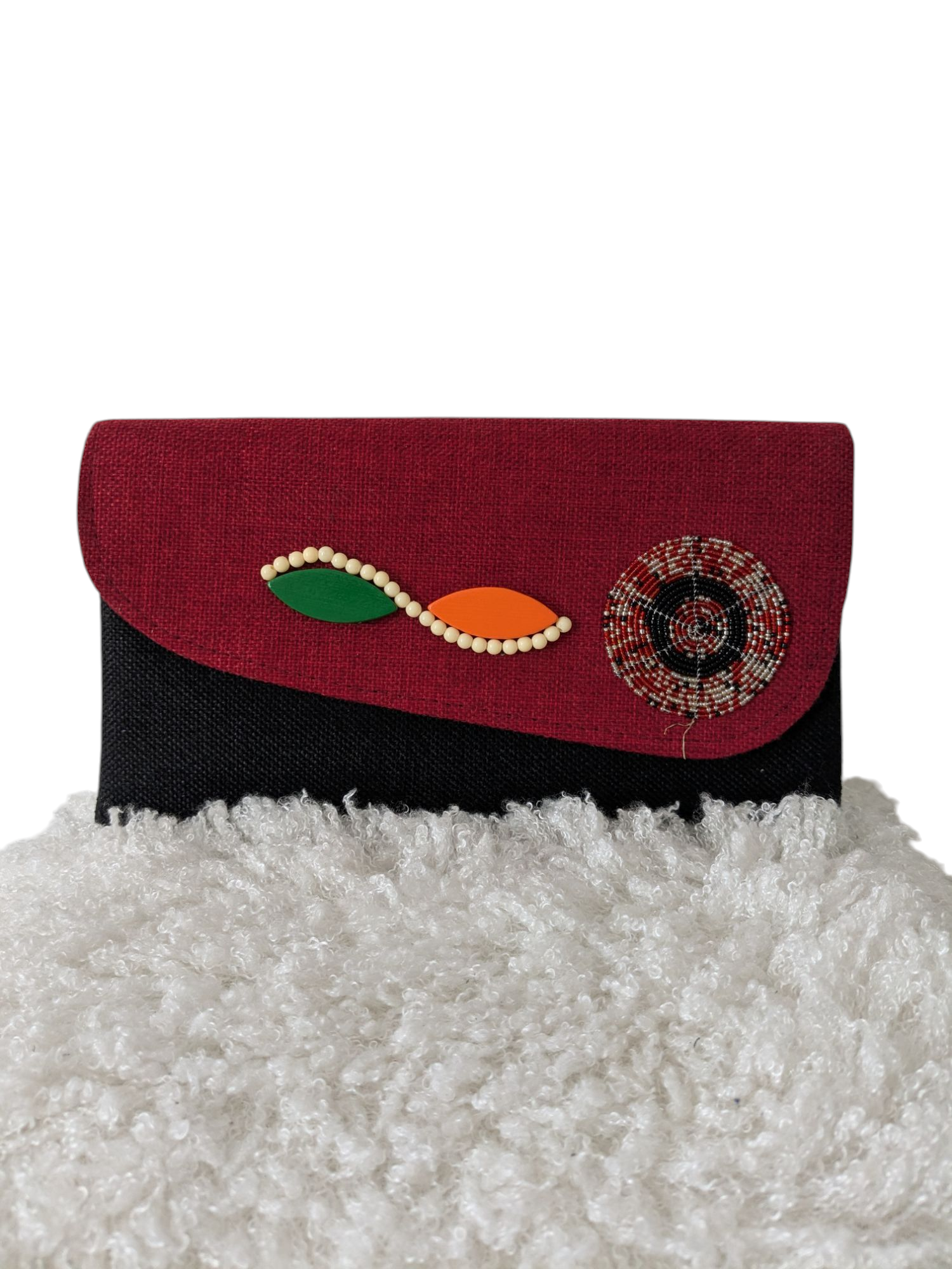 African Beaded Jute Clutch Bag