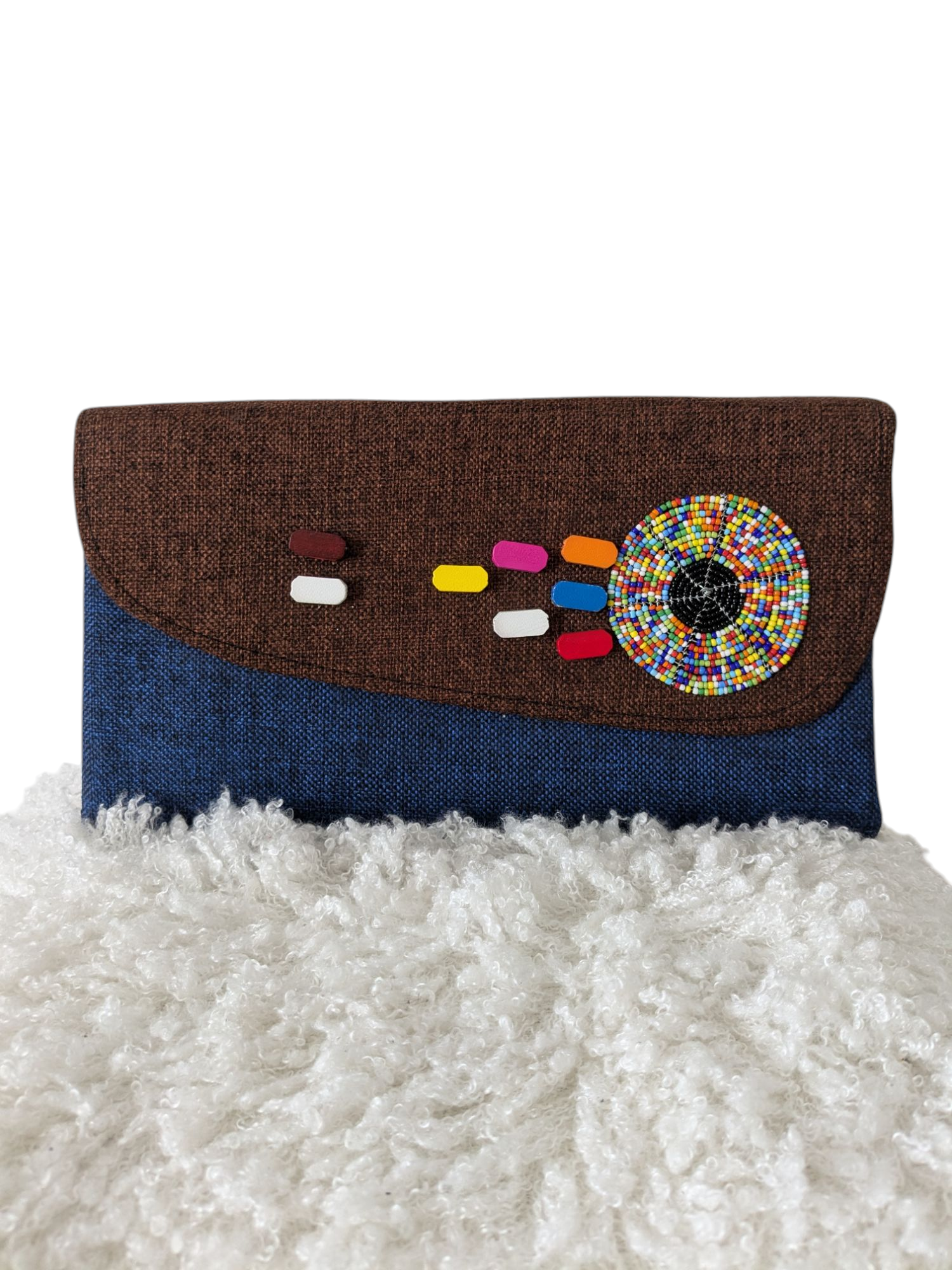 African Beaded Jute Clutch Bag