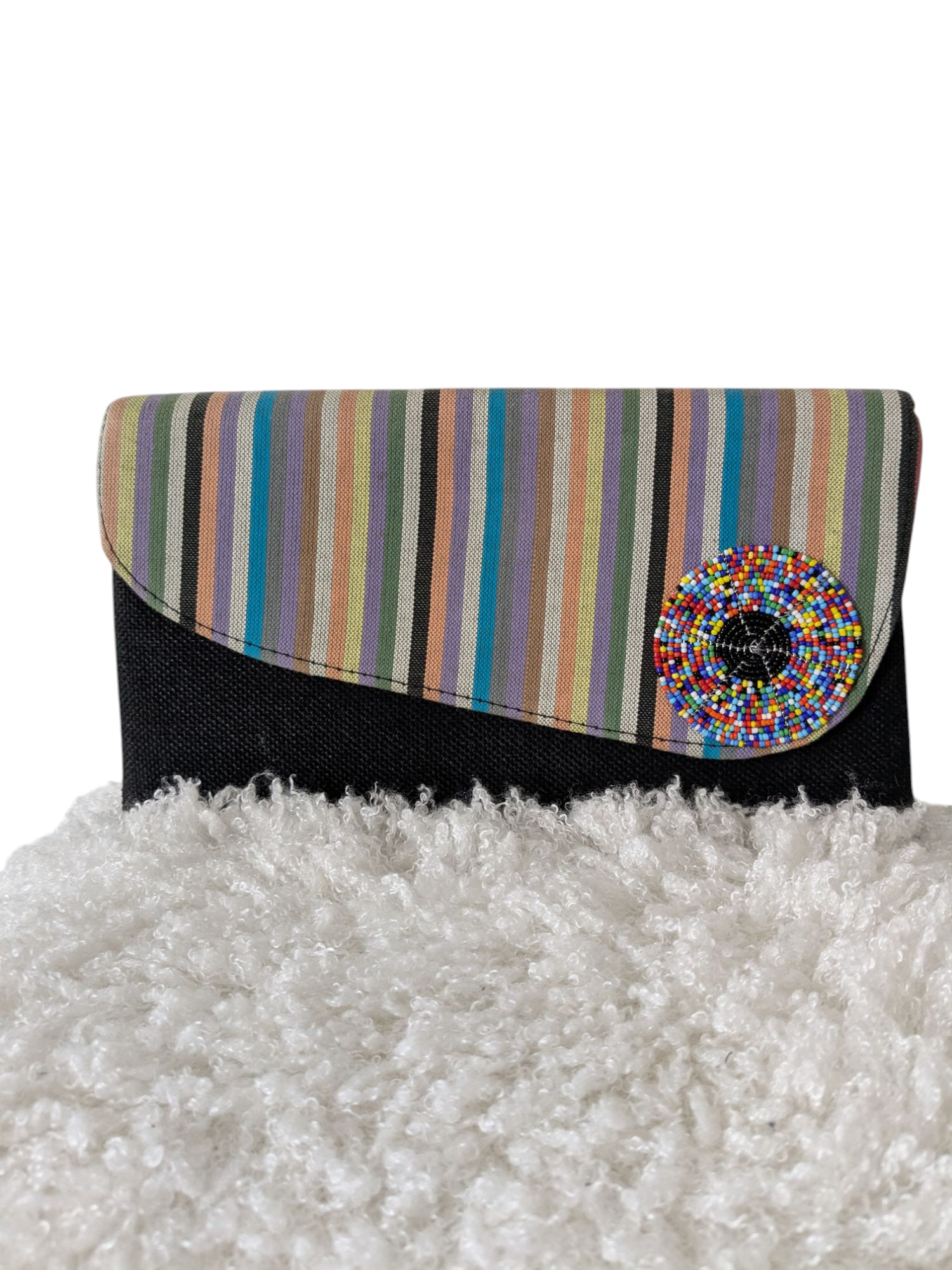 African Beaded Jute Clutch Bag