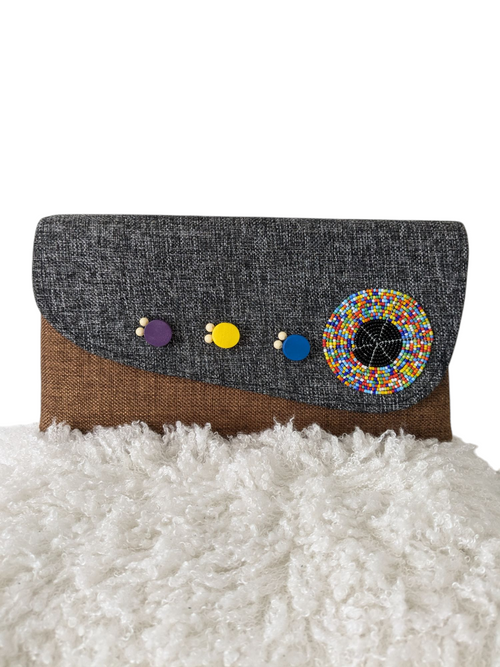 African Beaded Jute Clutch Bag