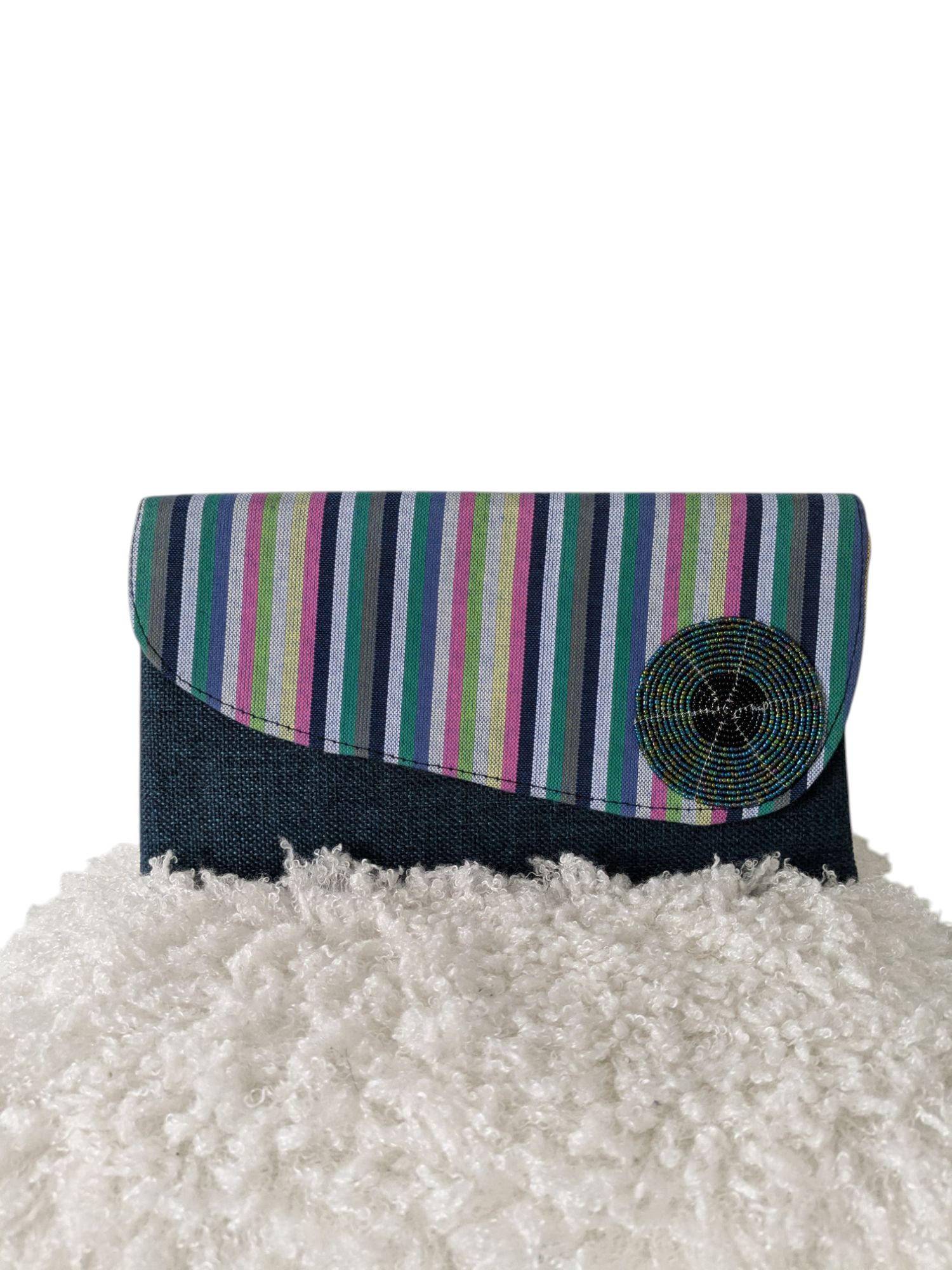 African Beaded Jute Clutch Bag
