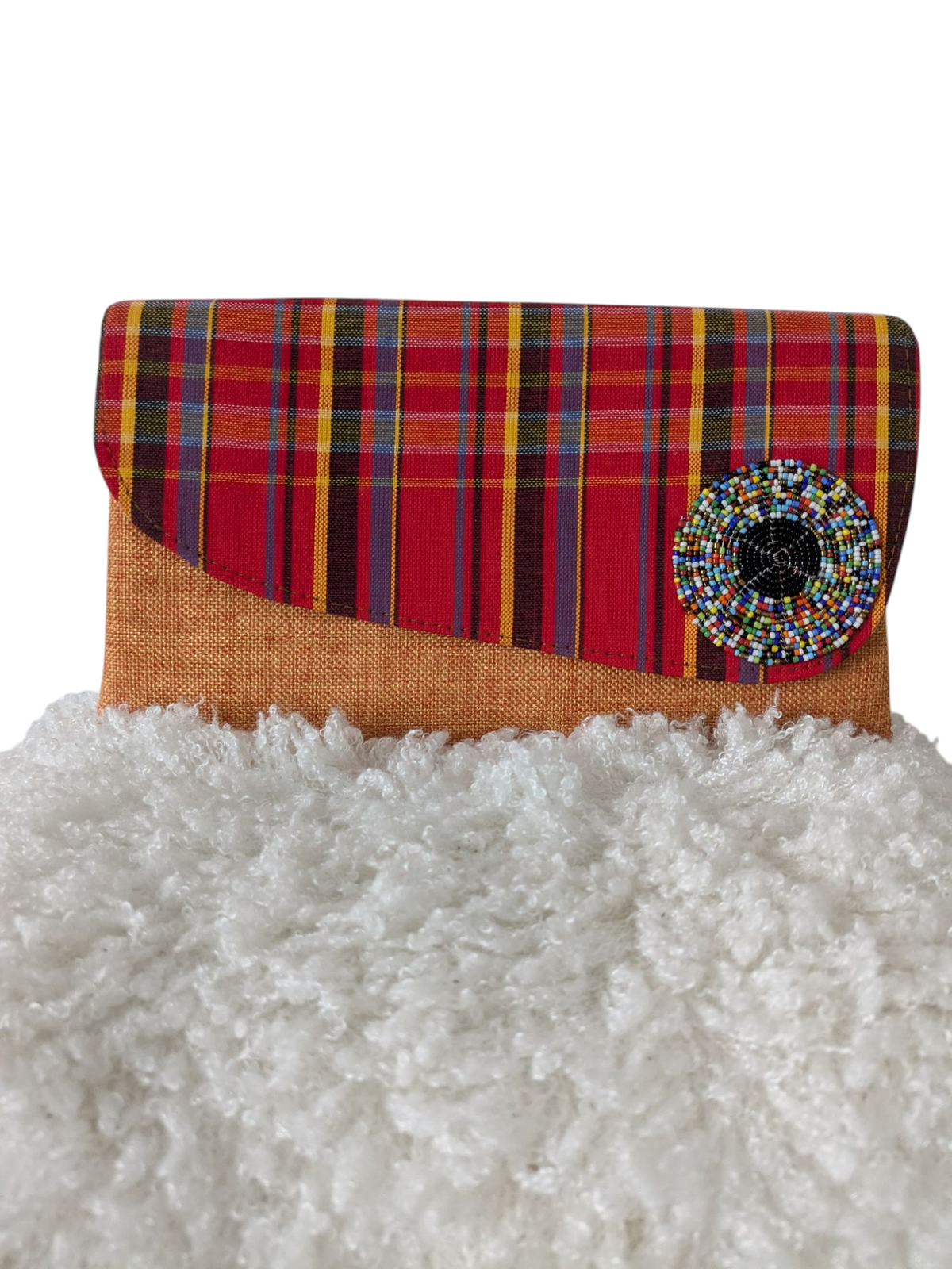 African Beaded Jute Clutch Bag