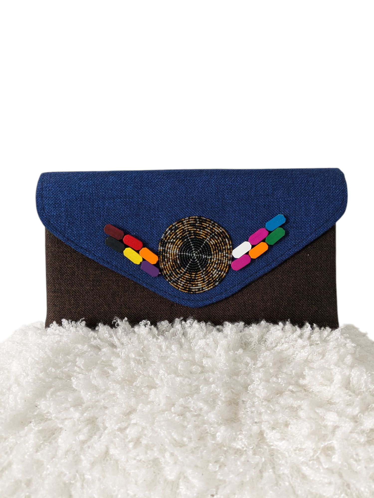 African Beaded Jute Clutch Bag
