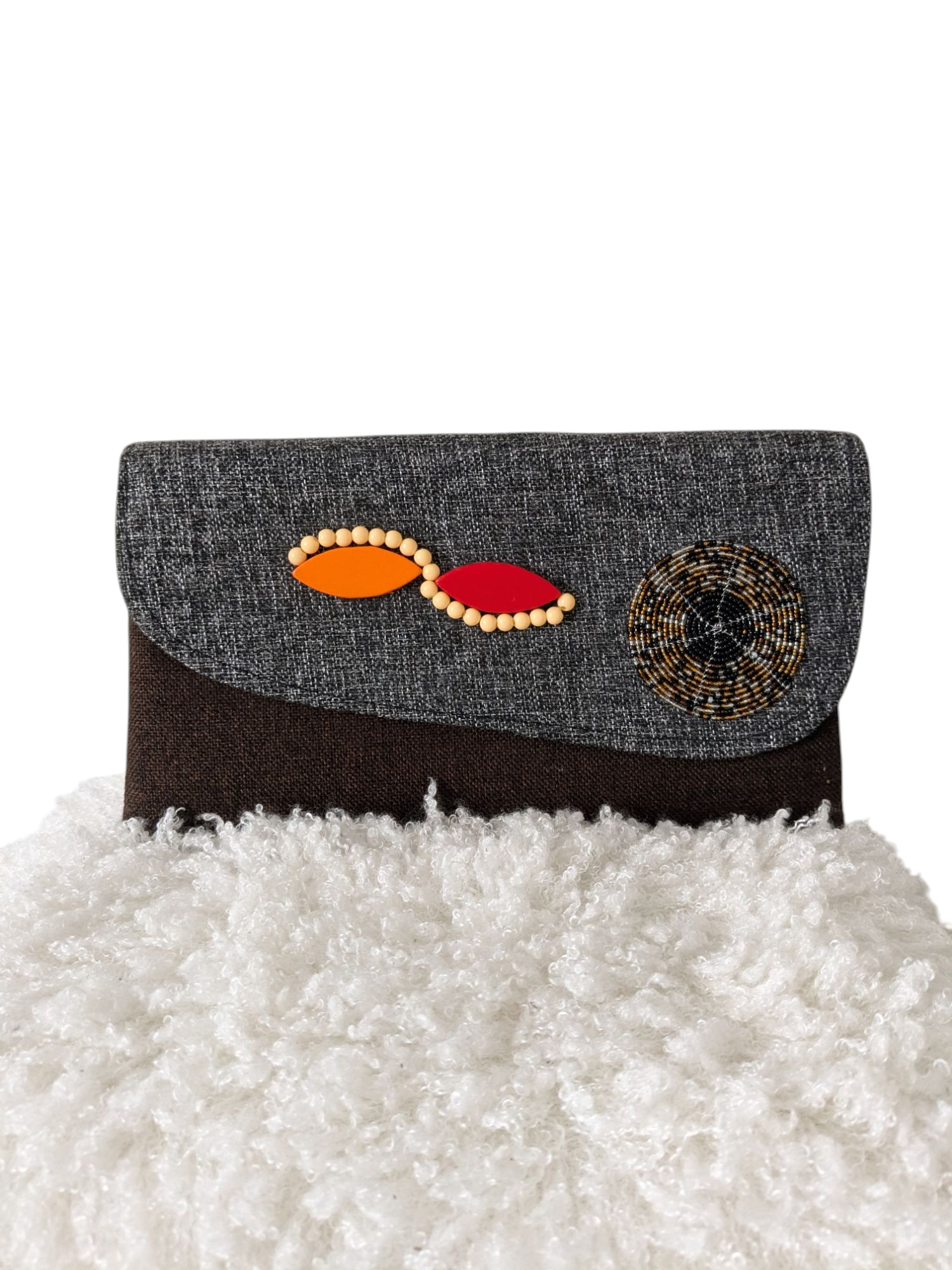 African Beaded Jute Clutch Bag