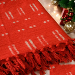 Red Mud Cloth Ethnic Tribal Throw Blanket Snow Flake Design