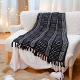 Black Mud Cloth Ethnic Tribal Throw Blanket