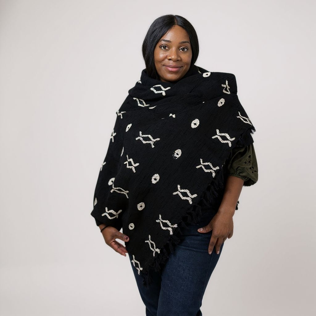 Black  Mud Cloth Symbol Tribal Throw Blanket