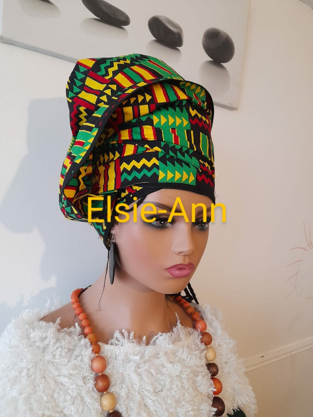 Handmade African Print Head Wrap: African Wax Cotton Headscarf