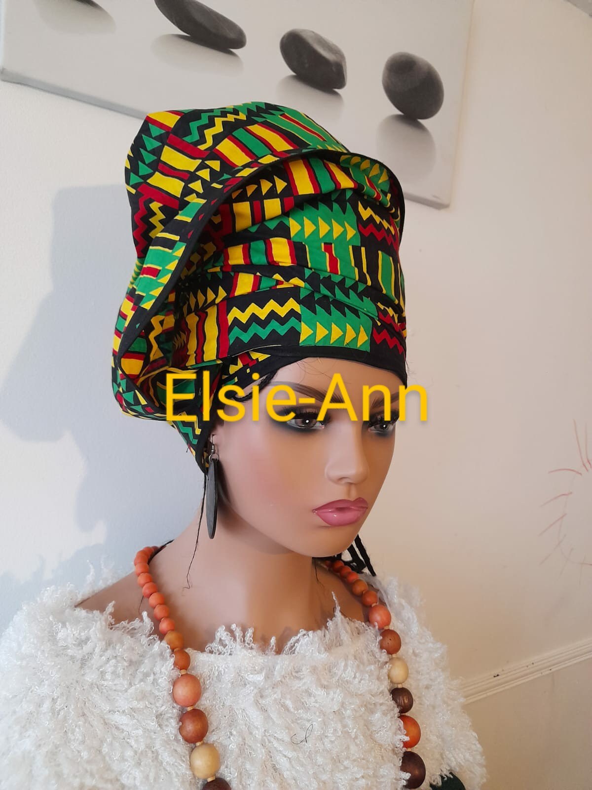 Handmade African Print Head Wrap: African Wax Cotton Headscarf
