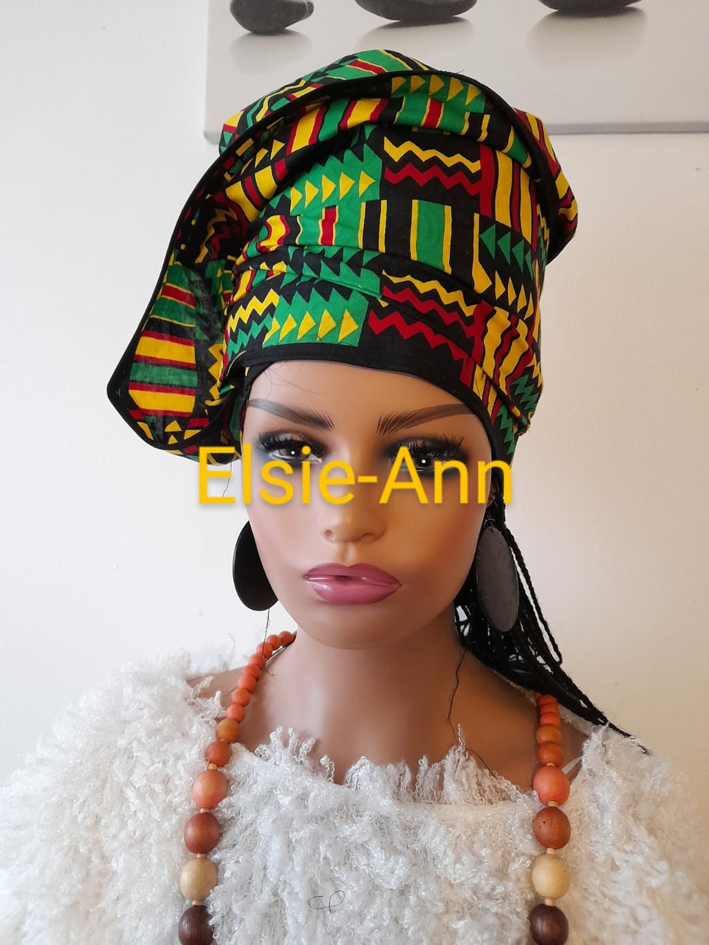 Handmade African Print Head Wrap: African Wax Cotton Headscarf