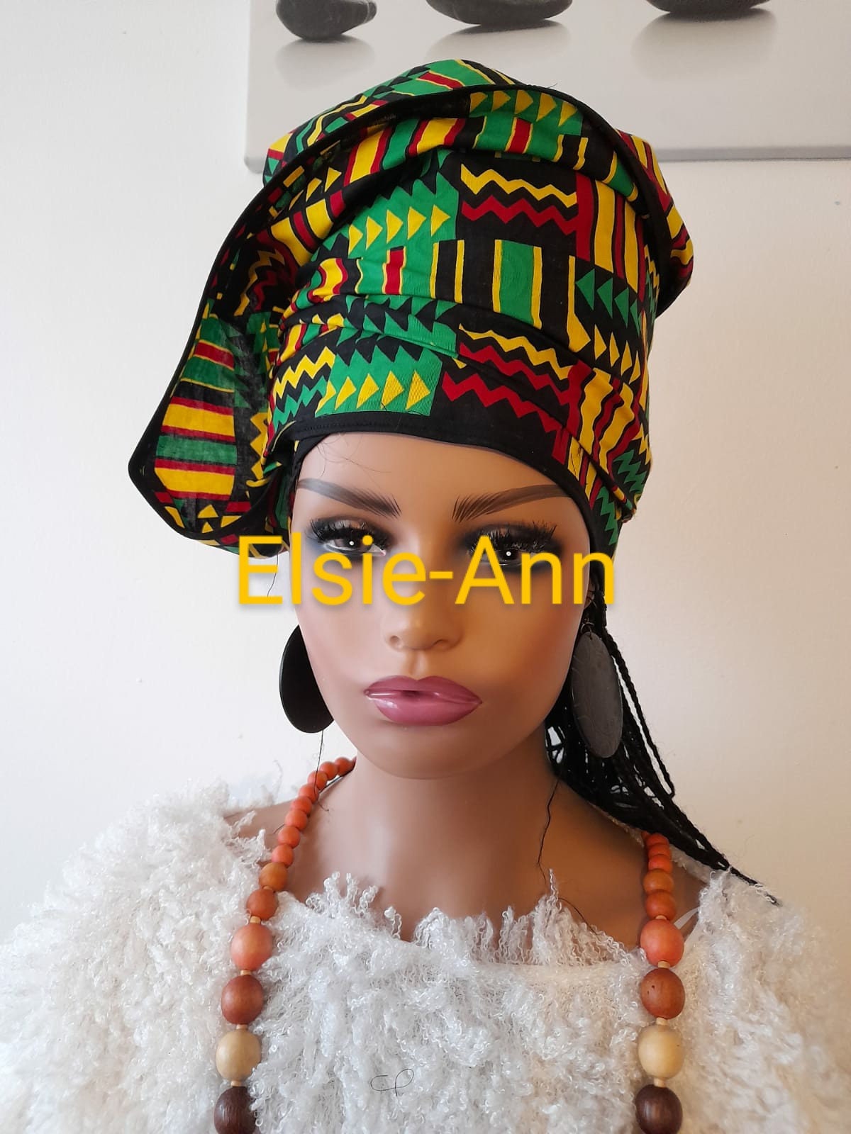 Handmade African Print Head Wrap: African Wax Cotton Headscarf