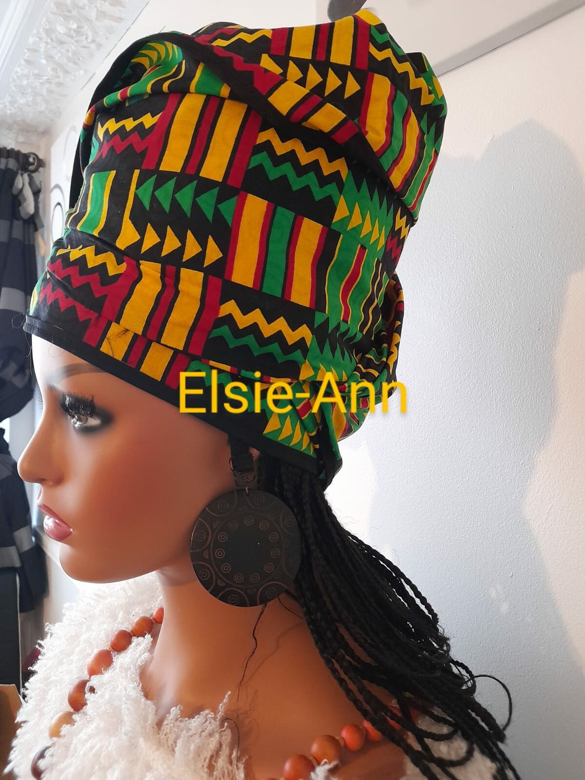 Handmade African Print Head Wrap: African Wax Cotton Headscarf