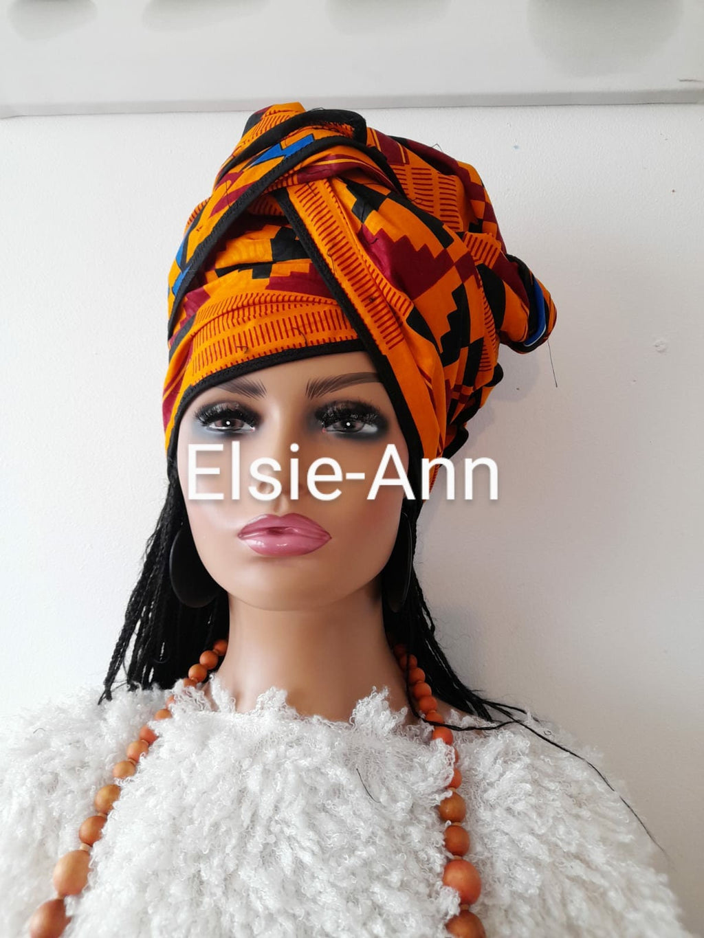 Handmade African Print Head Wrap: African Wax Cotton Headscarf