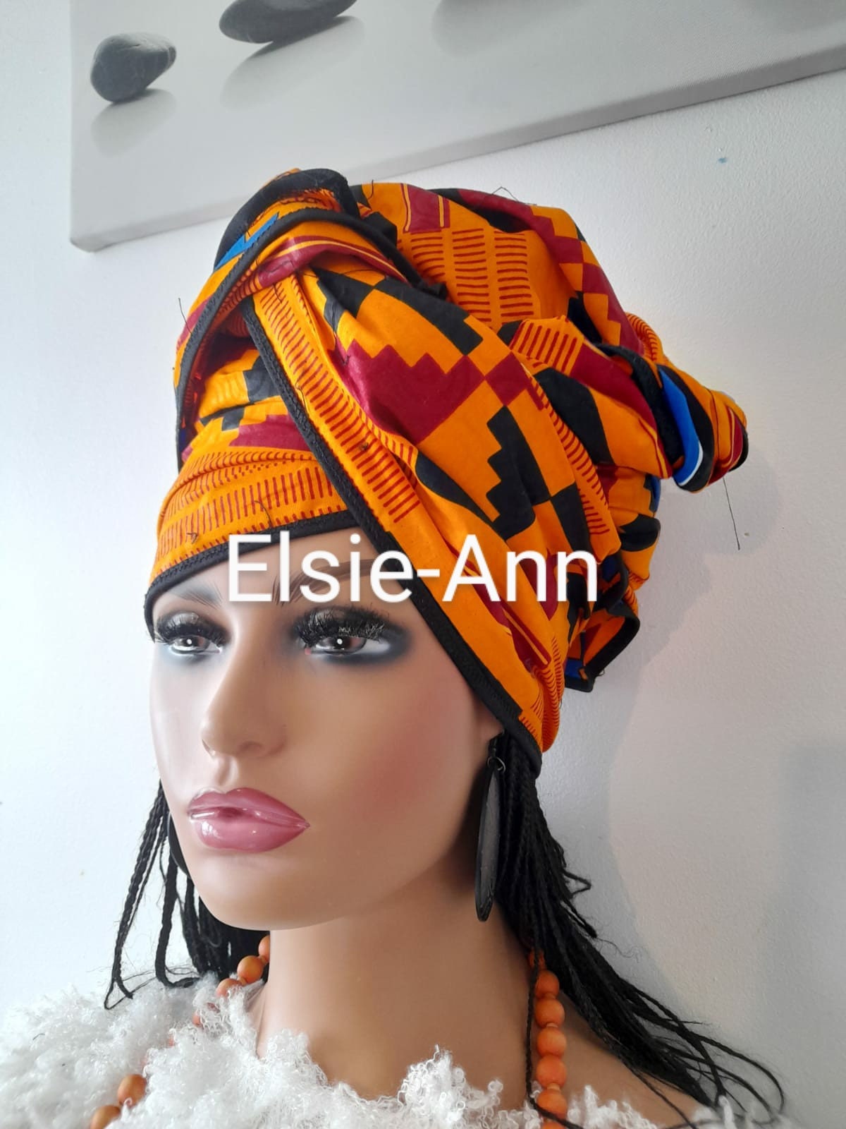 Handmade African Print Head Wrap: African Wax Cotton Headscarf