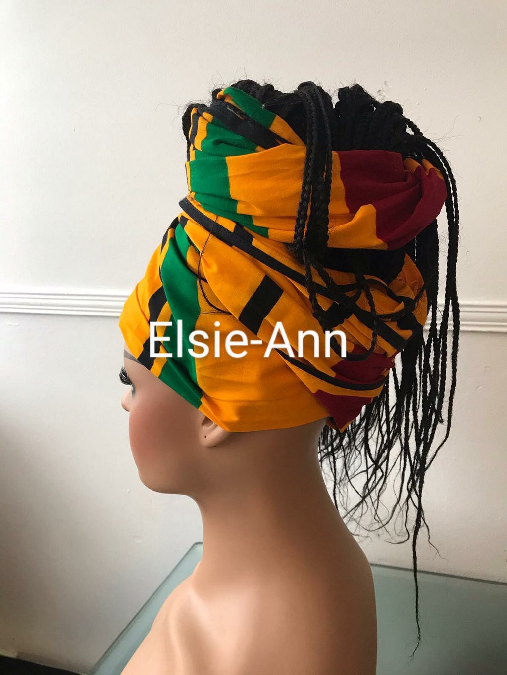 Handmade African Print Head Wrap: African Wax Cotton Headscarf