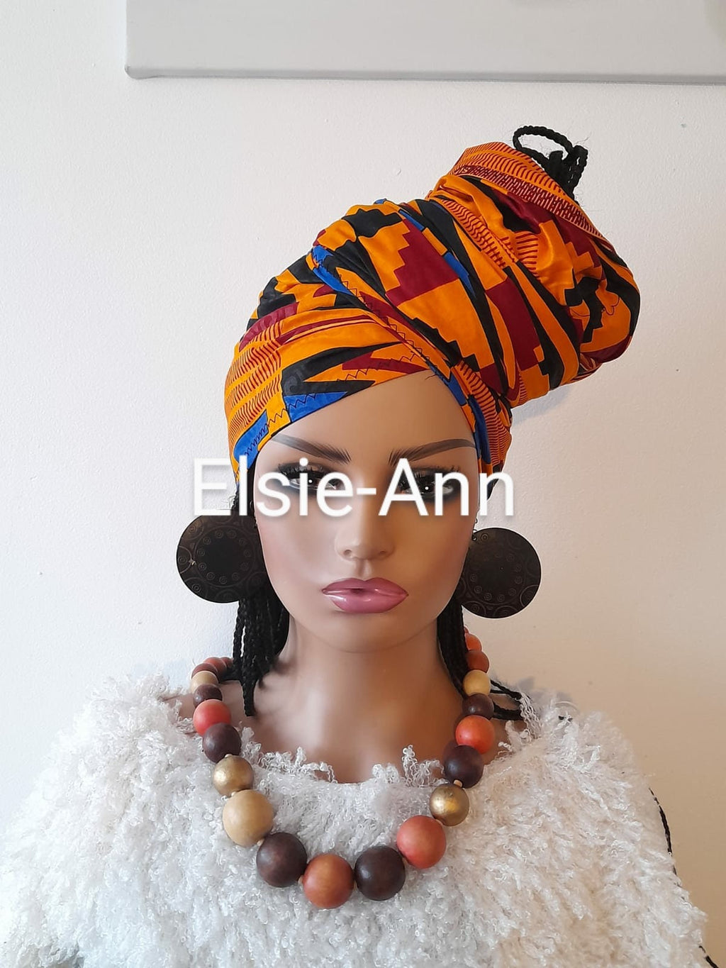 Handmade African Print Head Wrap: African Wax Cotton Headscarf