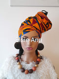 Handmade African Print Head Wrap: African Wax Cotton Headscarf