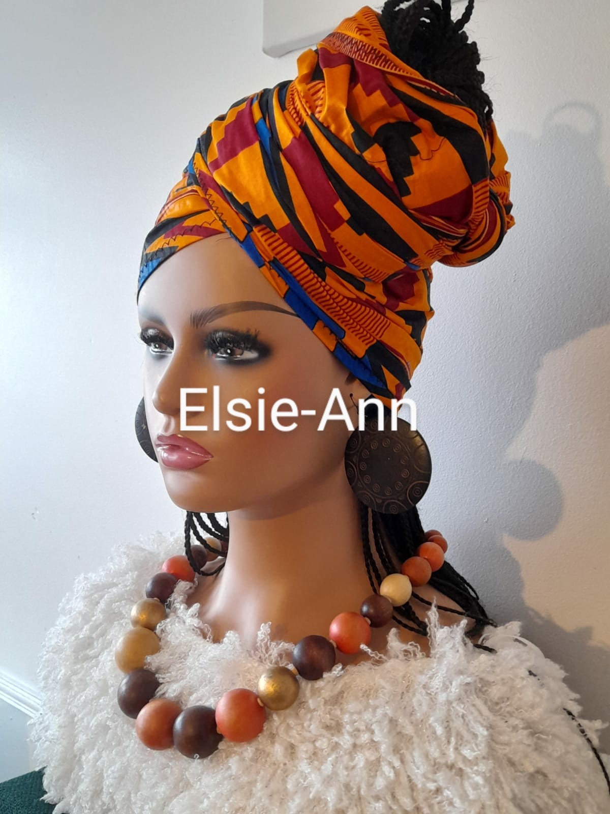 Handmade African Print Head Wrap: African Wax Cotton Headscarf