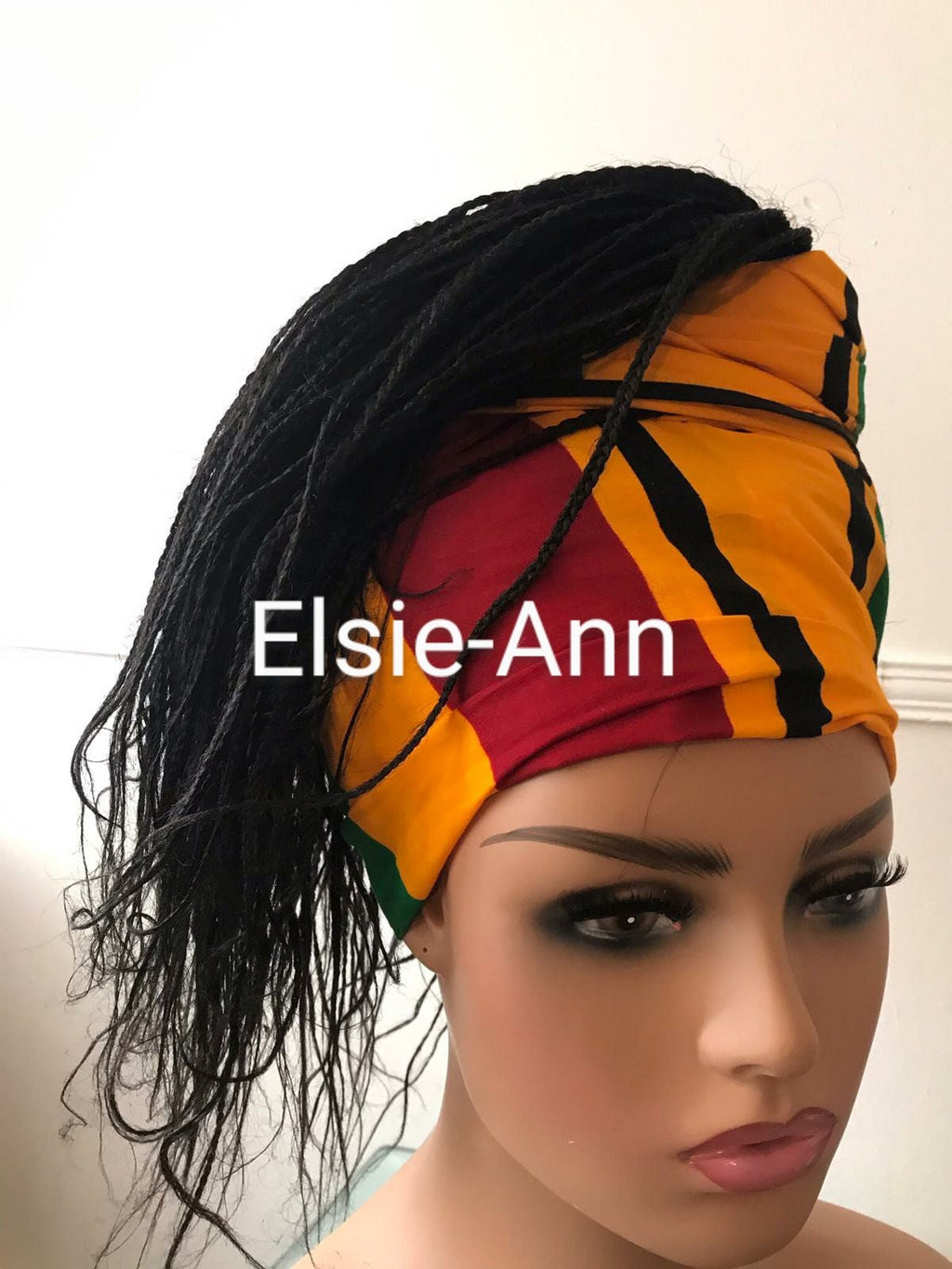 Handmade African Print Head Wrap: African Wax Cotton Headscarf