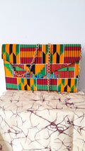 African Wax Print Ankara Kente Clutch Bag with Chain