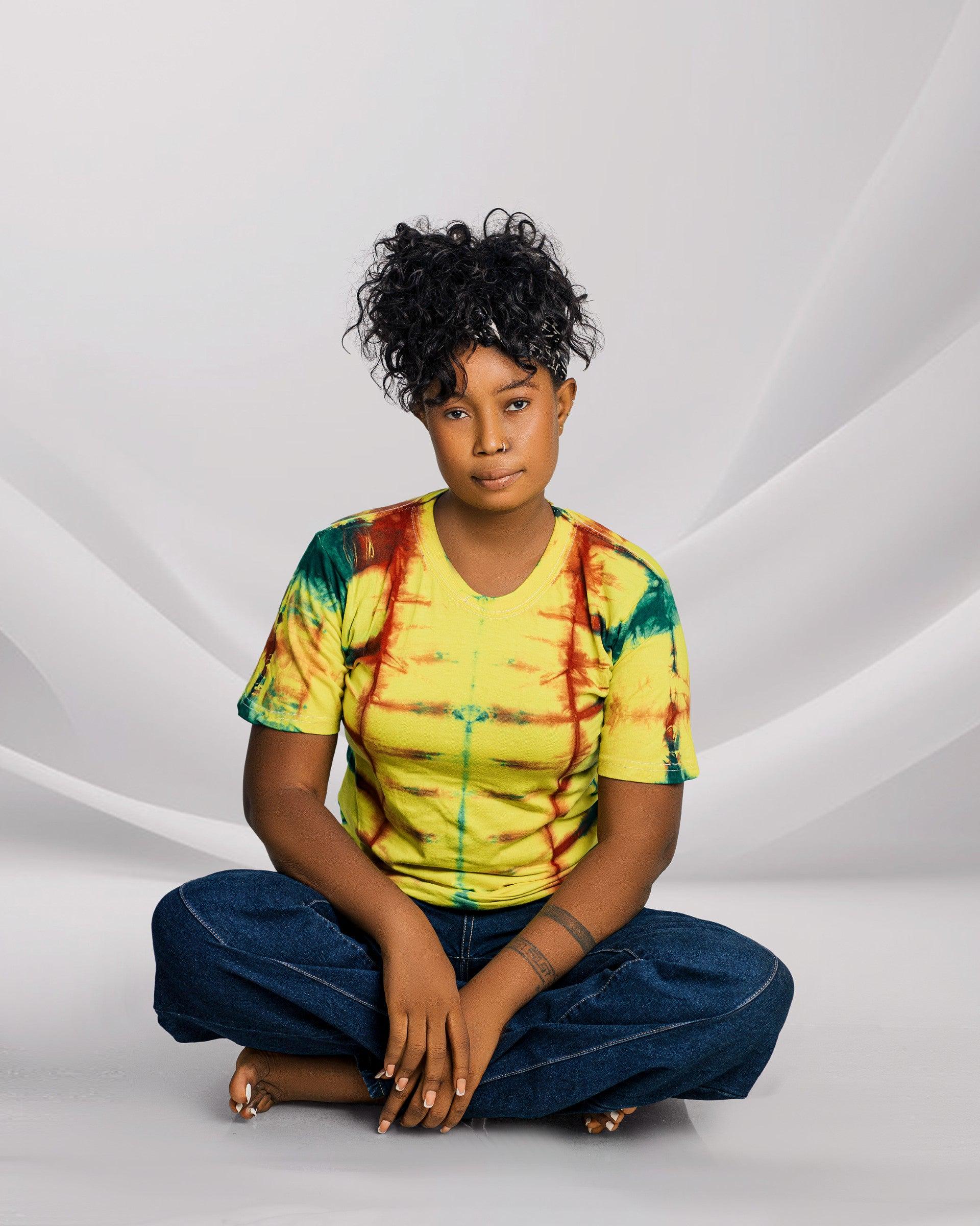 Tie-Dye Green, Yellow & Red Stripe