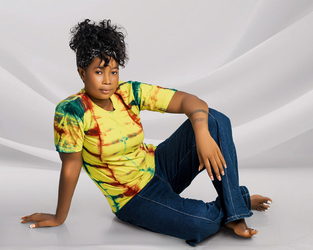 Tie-Dye Green, Yellow & Red Stripe