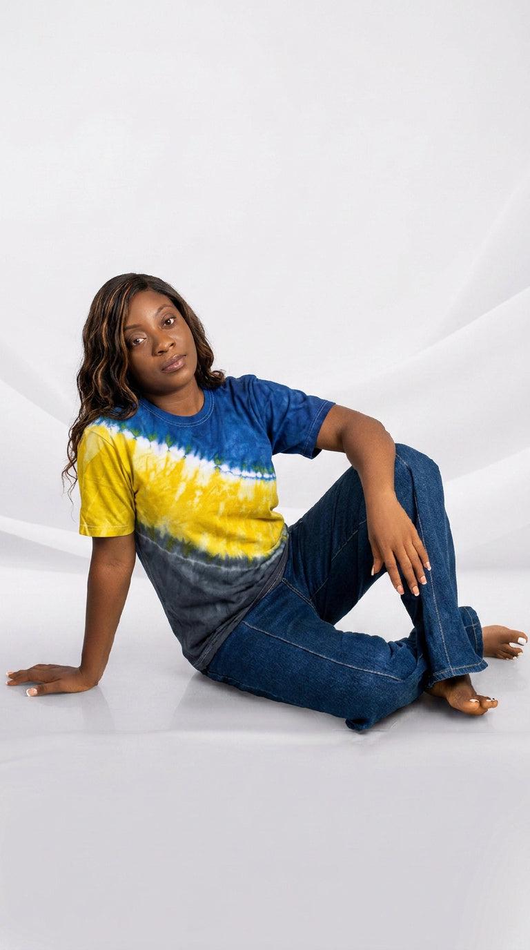 Tie-Dye Burgundy Black Green and White T- Shirt