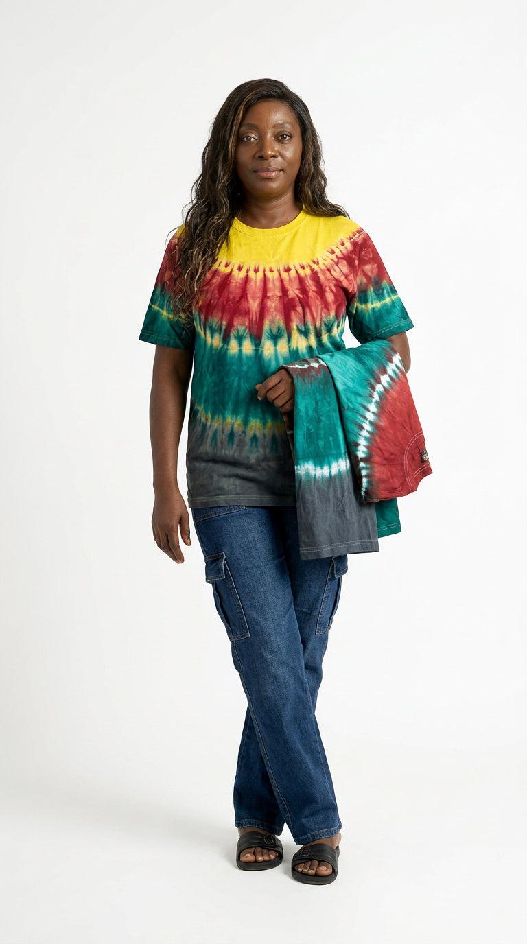 Tie-Dye Green, Yellow & Red Sunrays