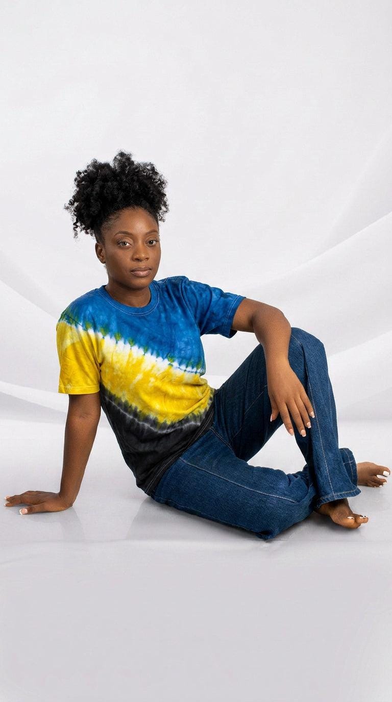 Tie-Dye Burgundy Black Green and White T- Shirt