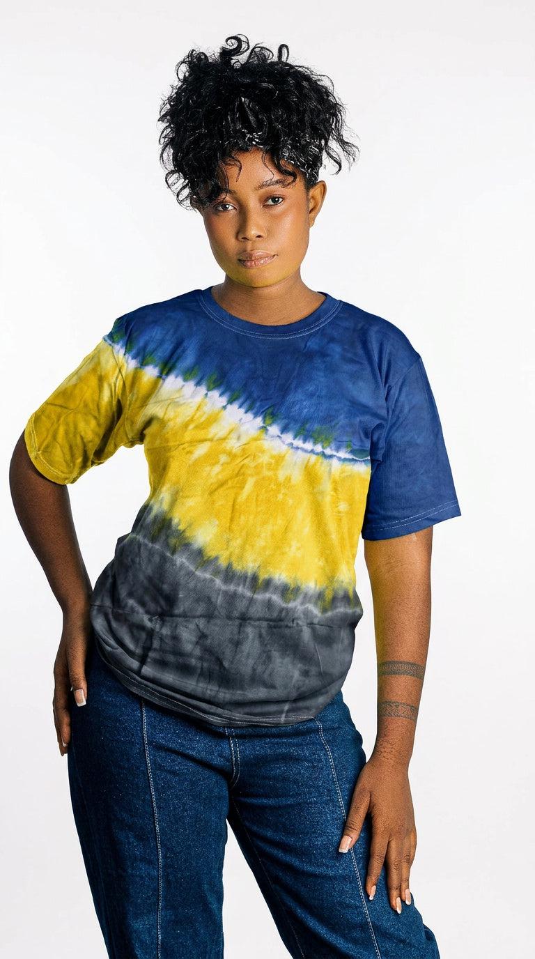 Tie-Dye Burgundy Black Green and White T- Shirt