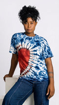 Tie-Dye Blue, White & Red Sunrays