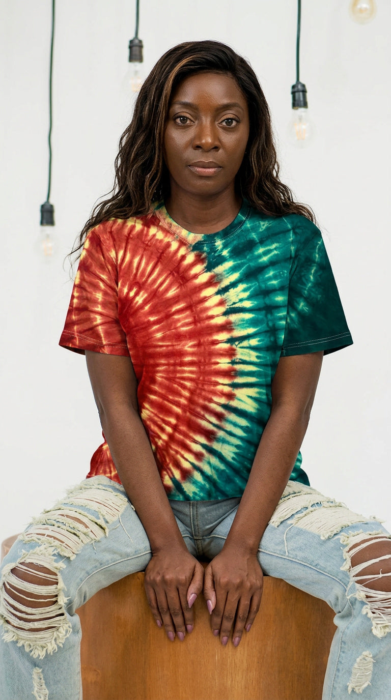 Tie-Dye Green, Yellow & Red Sunrays