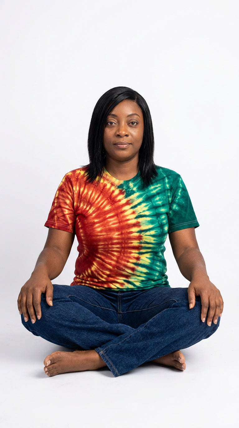 Tie-Dye Green, Yellow & Red Sunrays