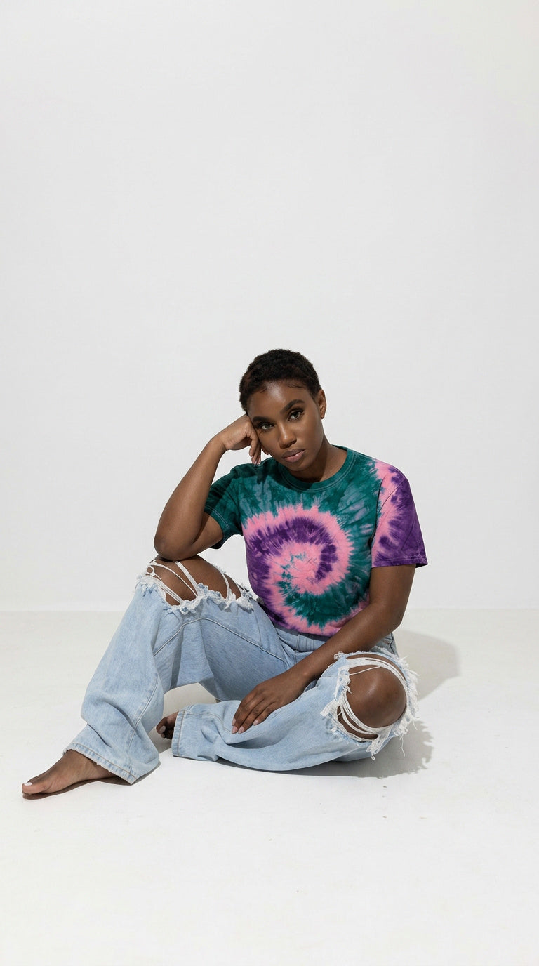 Tie-Dye  Green, Pink and Purple  T-Shirt