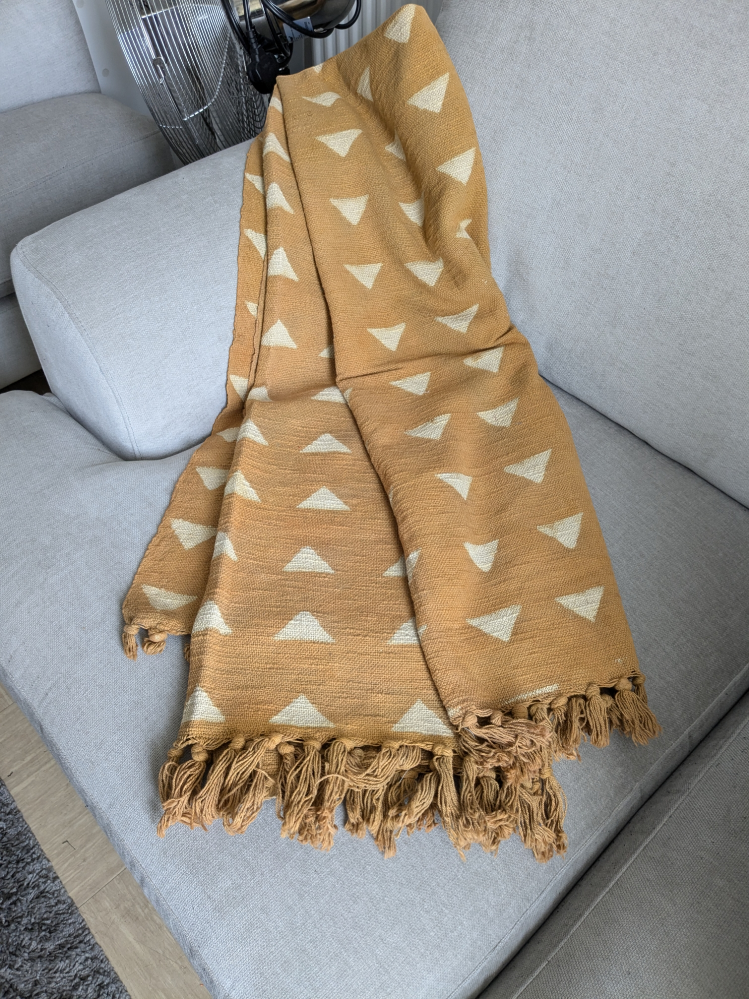 Mustard Mud Cloth Ethnic Tribal Throw Blanket