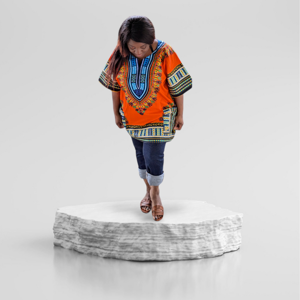 Orange Dashiki Unisex Top
