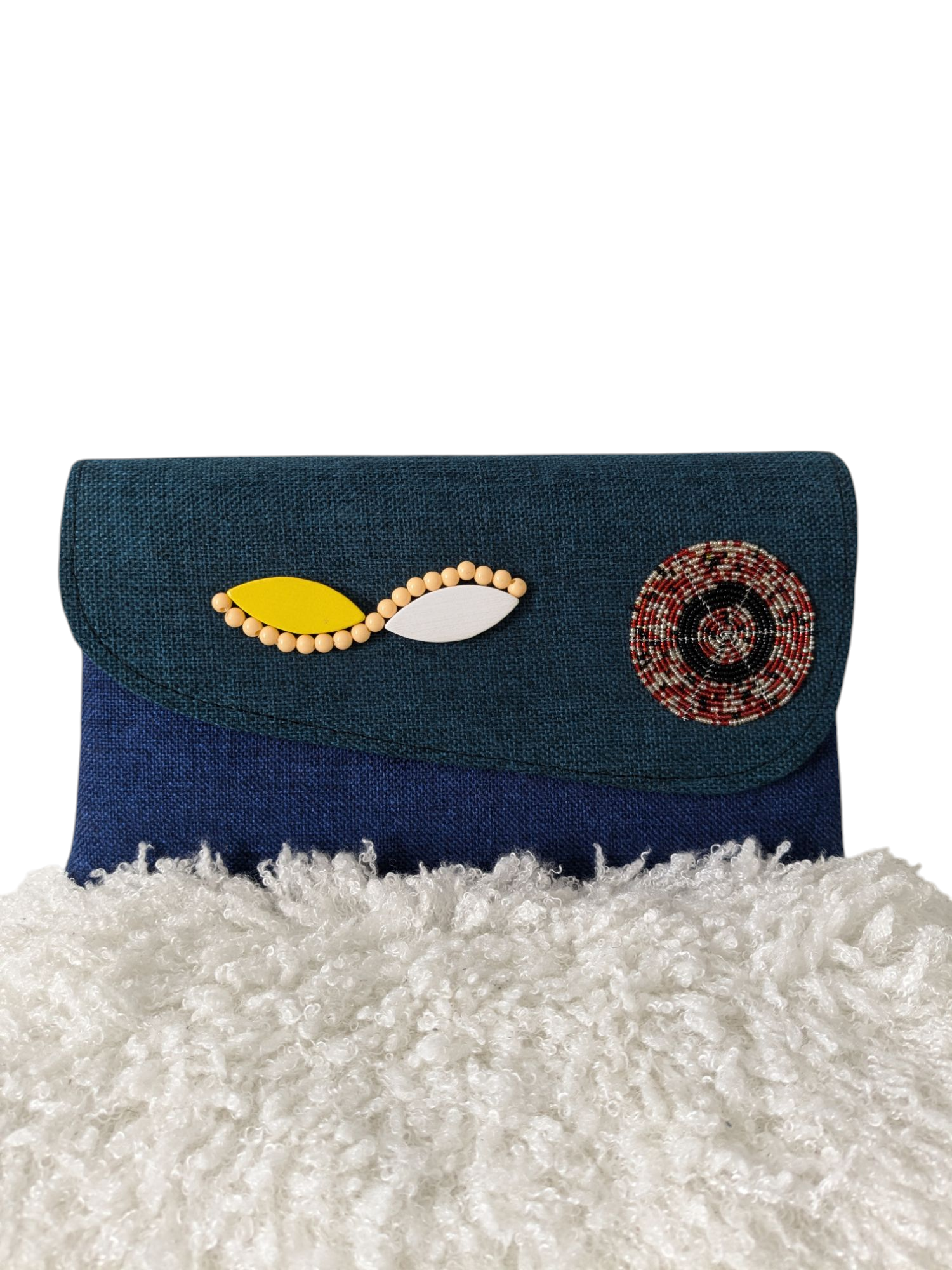 African Beaded Jute Clutch Bag