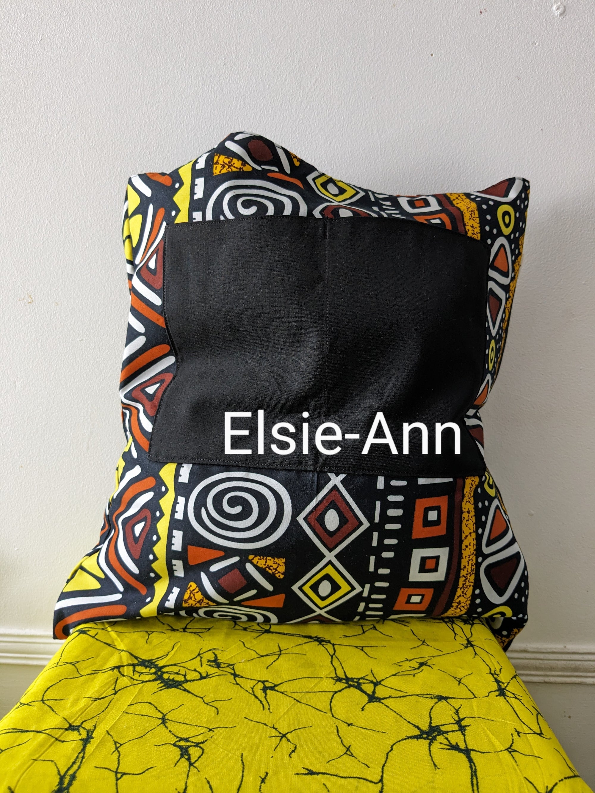 Brown Black and Yellow Tote Bag with Outside Pocket