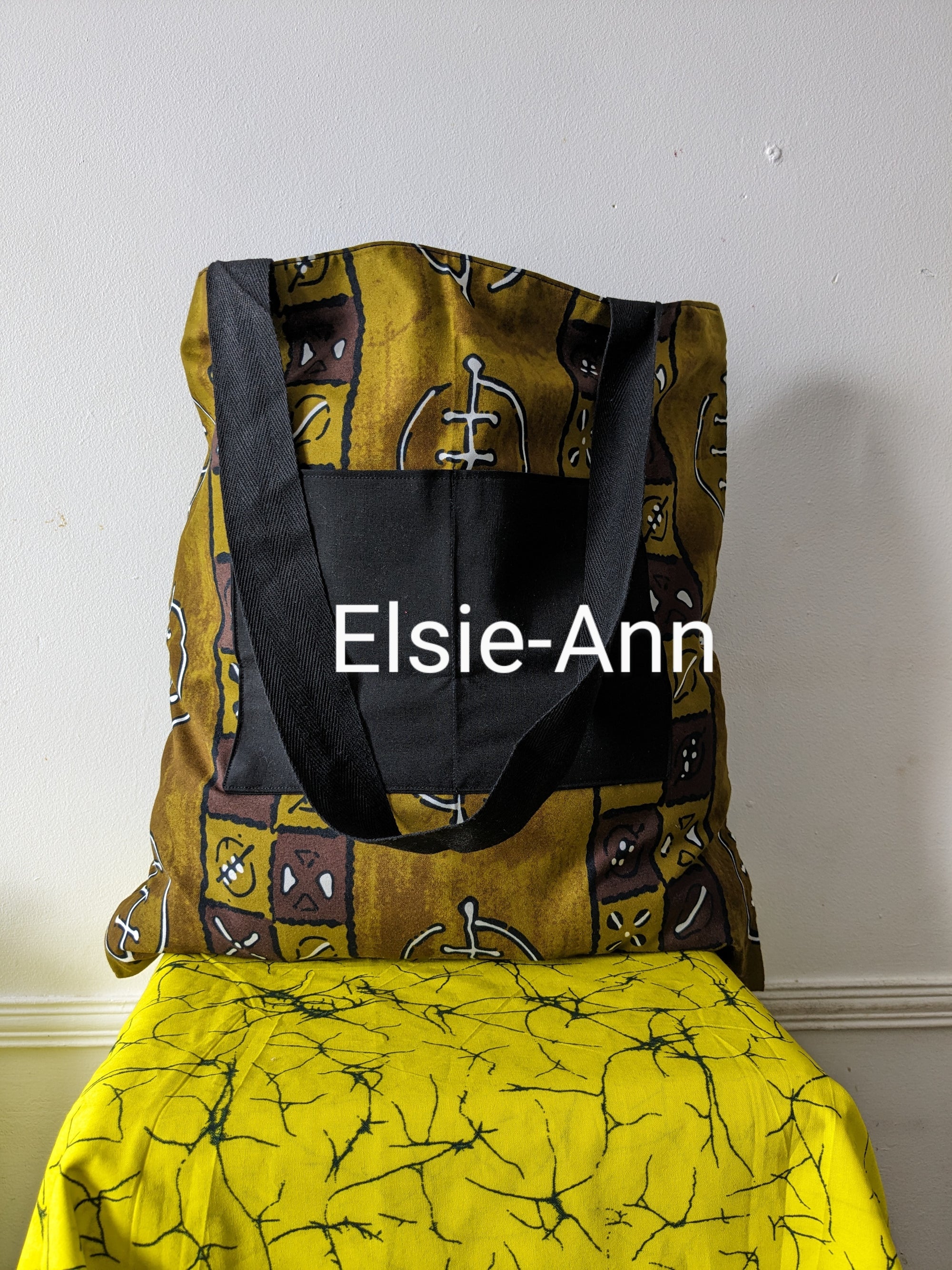 Fully Lined Olive Green Tote bag with Outside Pocket