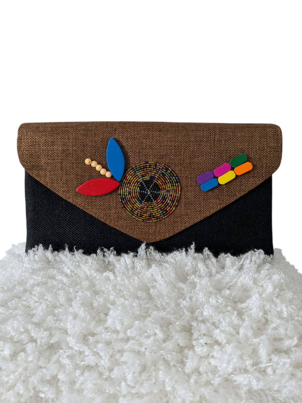 African Beaded Jute Clutch Bag
