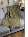 Olive Green Mud Cloth Ethnic Tribal Throw Blanket