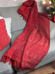 Red Mud Cloth Ethnic Tribal Throw Blanket Snow Flake Design