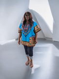 Turquoise Blue Dashiki Unisex Top